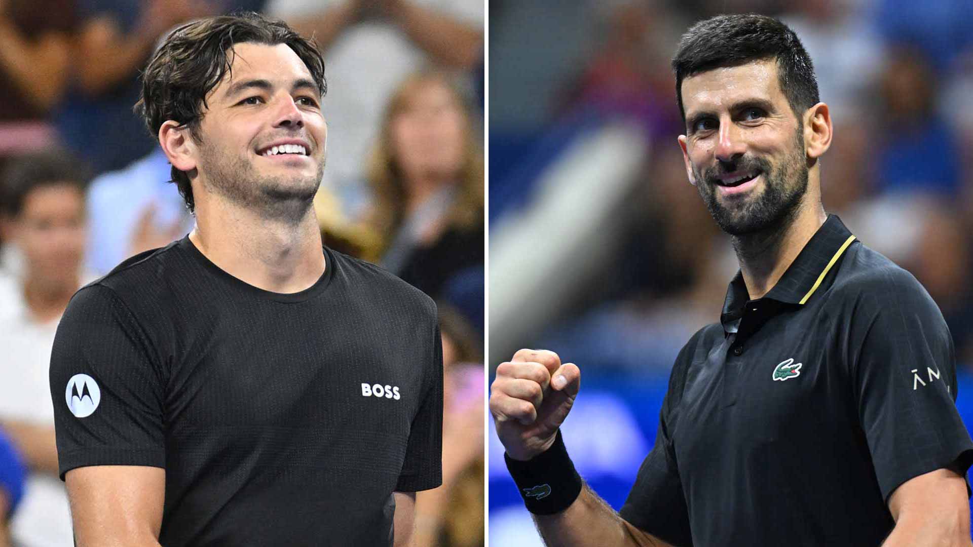 Taylor Fritz and Novak Djokovic will face off Tuesday evening in New York.