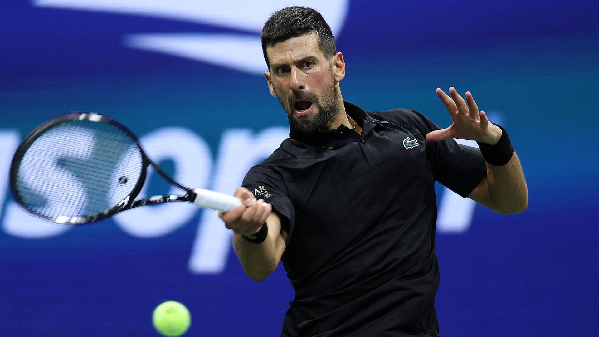 Novak Djokovic in action at the US Open on Friday.