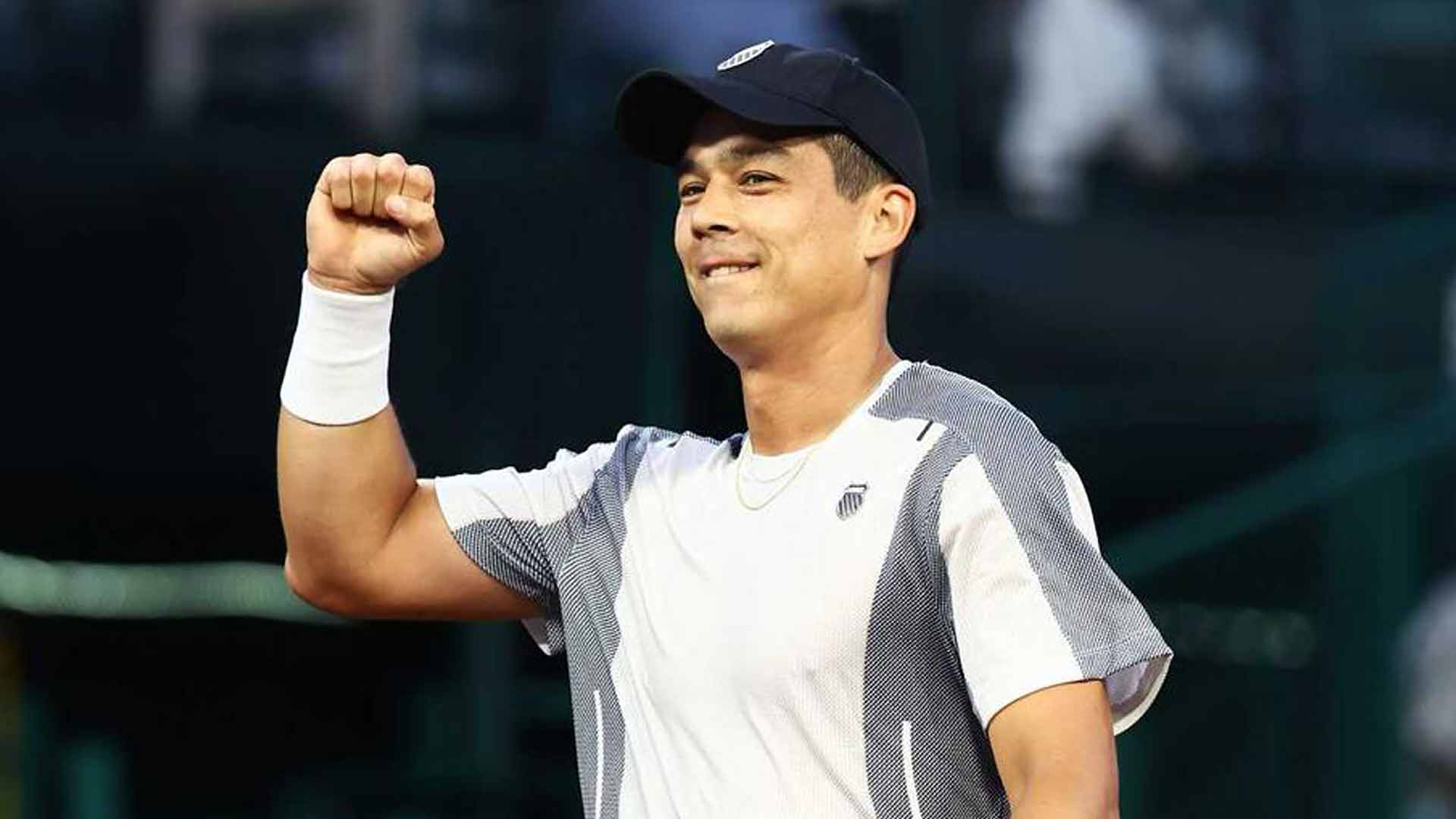 Mackenzie McDonald celebrates his win against Jenson Brooksby Monday in Houston.